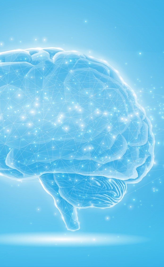 Abstract blue image of a human brain