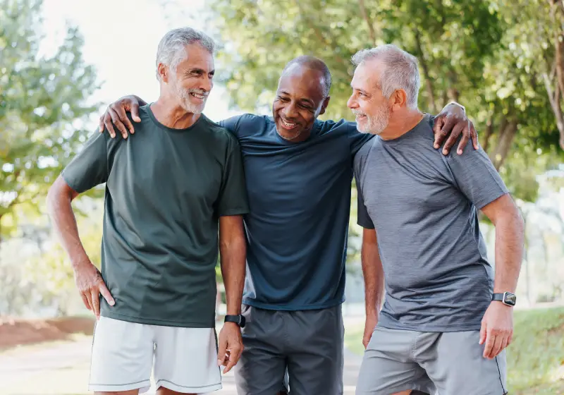 Three men in a public park.